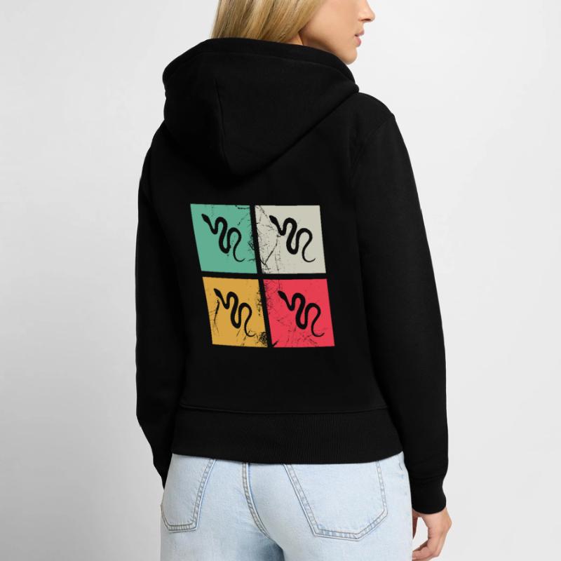Snake Retro Reptile Python Gift idea Frauen Premium Bio Zip Hoodie
