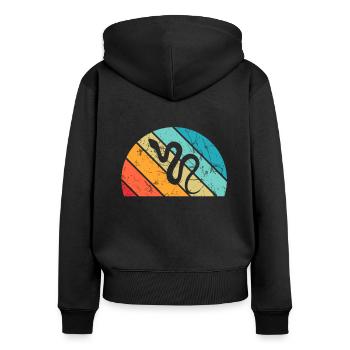 Snake Retro Reptile Python Gift idea - Frauen Premium Bio Zip Hoodie - Schwarz - Hinten - Julia (174cm)