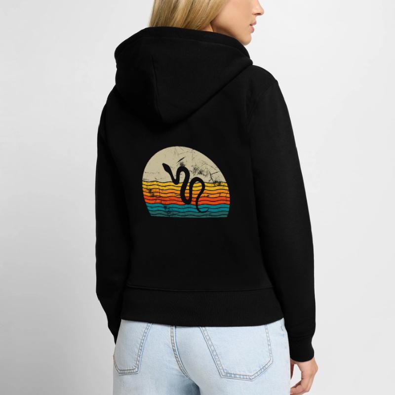Snake Retro Reptile Python Gift idea Frauen Premium Bio Zip Hoodie