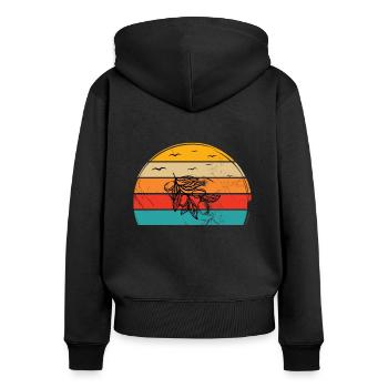 Olive food oil Retro Vegetarian Gift idea - Frauen Premium Bio Zip Hoodie - Schwarz - Hinten - Julia (174cm)