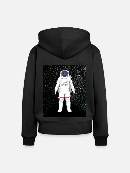 Astronaut im Kosmos - Frauen Premium Bio Zip Hoodie - Schwarz
