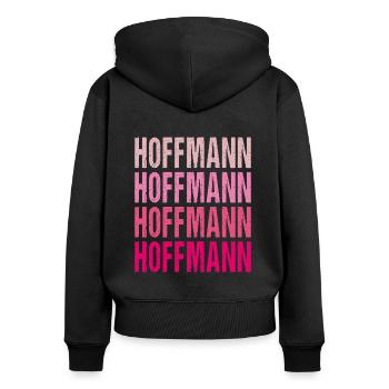 Hoffmann Retro Rosa Nachname Geschenkidee - Frauen Premium Bio Zip Hoodie - Schwarz - Hinten - Julia (174cm)