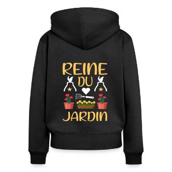Drôle Jardinière Humour Jardinage Cool jardinière - Sweat à capuche zippé Premium bio Femme - noir - Dos - Julia (174cm)