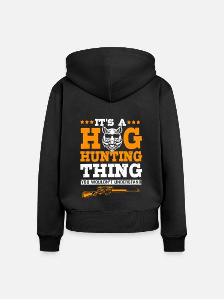 Wildschwein Jagd - Frauen Premium Bio Zip Hoodie - Schwarz