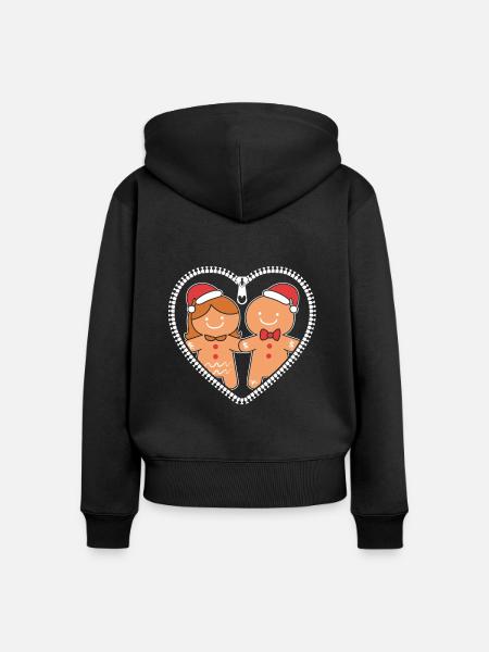 Werdende Mutter Weihnachten Gender Reveal - Frauen Premium Bio Zip Hoodie - Schwarz