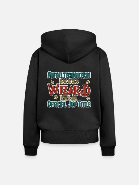 Abfalltechnikerin Wizard - Frauen Premium Bio Zip Hoodie - Schwarz