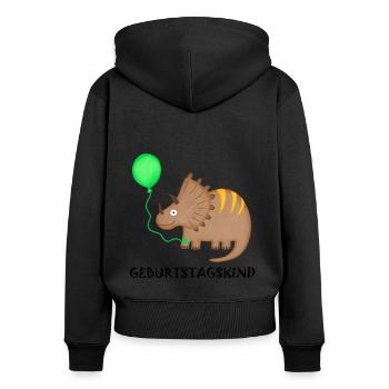 Birthday Boy Triceratops Dino Birthday - Women's Premium Organic Zip Hoodie - black - Back - Julia (174cm)