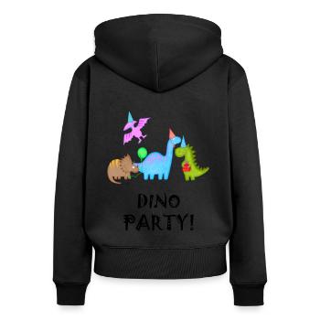 Birthday Boy Dinosaur Dino Party - Women's Premium Organic Zip Hoodie - black - Back - Julia (174cm)
