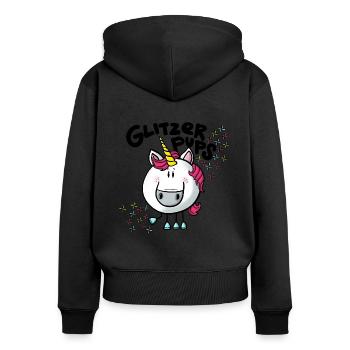 Einhorn Glitzerpups - Frauen Premium Bio Zip Hoodie - Schwarz - Hinten - Julia (174cm)