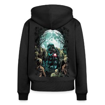 Zombie Hunter - Women's Premium Organic Zip Hoodie - black - Back - Julia (174cm)