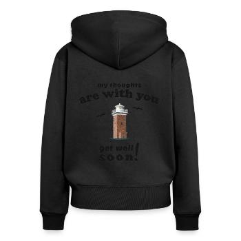 Get well soon, Heiligenhafen lighthouse, Baltic Sea - Women's Premium Organic Zip Hoodie - black - Back - Julia (174cm)