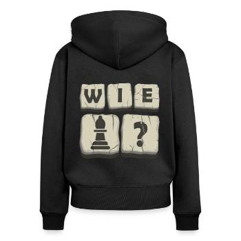 Schach Design Schachspieler Motiv Geschenk - Frauen Premium Bio Zip Hoodie - Schwarz - Hinten - Julia (174cm)