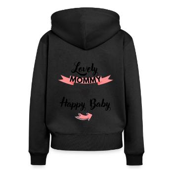 Lovely Mommy Happy Baby - Sweat à capuche zippé Premium bio Femme - noir - Dos - Julia (174cm)