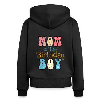 Mama des Geburtstagskindes, Geburtstagsgeschenk - Frauen Premium Bio Zip Hoodie - Schwarz - Hinten - Julia (174cm)