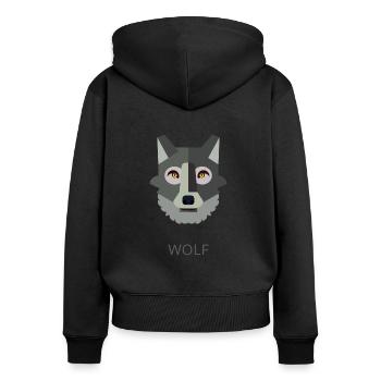 Texte de loup gris - Sweat à capuche zippé Premium bio Femme - noir - Dos - Julia (174cm)