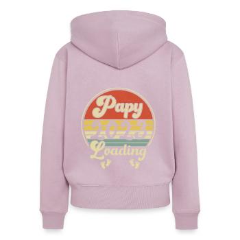 Papy 2023 Chargement - Sweat à capuche zippé Premium bio Femme - rose poudré - Dos - Julia (174cm)