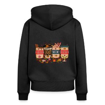 Weihnachtskaffee, Weihnachtsfeier, Weihnachtsstimmung - Frauen Premium Bio Zip Hoodie - Schwarz - Hinten - Julia (174cm)