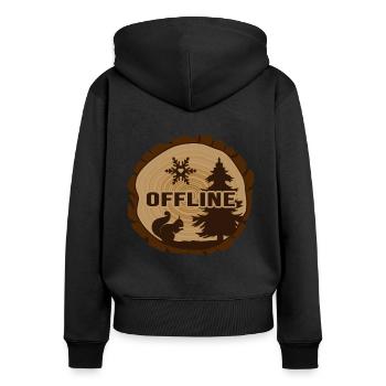 Wandern Winterwandern Outdoor Naturfreund - Frauen Premium Bio Zip Hoodie - Schwarz - Hinten - Julia (174cm)