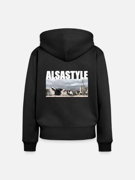 Alsastyle - Frauen Premium Bio Zip Hoodie - Schwarz