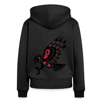 Native american falcon - tribal art symbol, indian - Sweat à capuche zippé Premium bio Femme - noir - Dos - Julia (174cm)