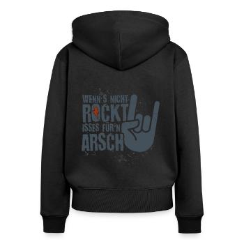 Wenns nicht rockt - für'n Arsch Heavy Metal Rock - Frauen Premium Bio Zip Hoodie - Schwarz - Hinten - Julia (174cm)