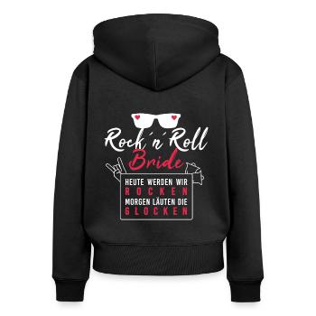 Rock n Roll Bride rocken Junggesellinnenabschied - Frauen Premium Bio Zip Hoodie - Schwarz - Hinten - Julia (174cm)