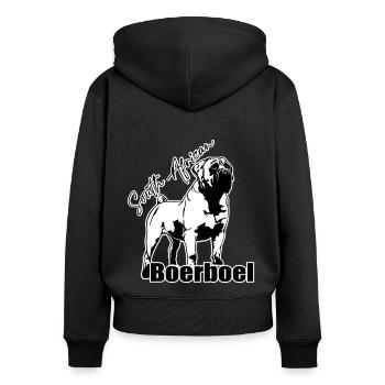 South African Boerboel - Frauen Premium Bio Zip Hoodie - Schwarz - Hinten - Julia (174cm)