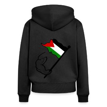 Free palestine - Sweat à capuche zippé Premium bio Femme - noir - Dos - Julia (174cm)