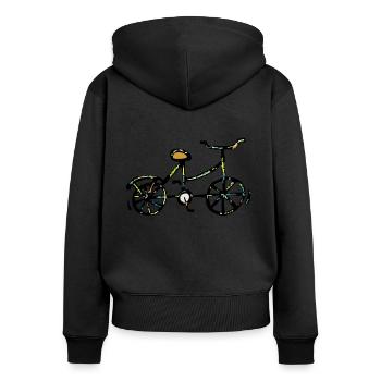 Buntes Fahrrad Abstrakt Zeichnung - Frauen Premium Bio Zip Hoodie - Schwarz - Hinten - Julia (174cm)