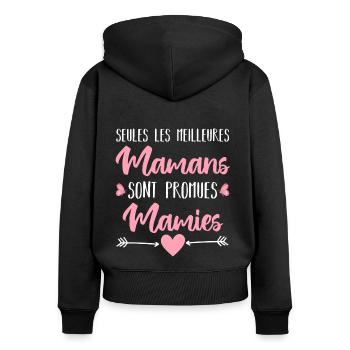 Les meilleures mamans sont mamies humour cadeau - Sweat à capuche zippé Premium bio Femme - noir - Dos - Julia (174cm)