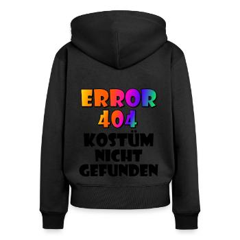 Error 404 - Frauen Premium Bio Zip Hoodie - Schwarz - Hinten - Julia (174cm)