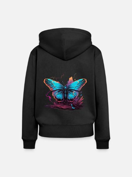 Heller Vaporwave Schmetterling - Frauen Premium Bio Zip Hoodie - Schwarz