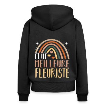 Élue meilleure fleuriste cadeau pour fleuriste - Sweat à capuche zippé Premium bio Femme - noir - Dos - Julia (174cm)