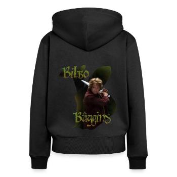 Le Hobbit Bilbon Sacquet Et Son Épée Dard - Sweat à capuche zippé Premium bio Femme - noir - Dos - Julia (174cm)