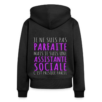 Je suis une assistante sociale humour cadeau - Sweat à capuche zippé Premium bio Femme - noir - Dos - Julia (174cm)