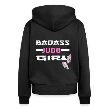 Judo Arts Martiaux-JUDO Judoka Judo Fille - Sweat à capuche zippé Premium bio Femme - noir - Dos - Julia (174cm)