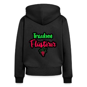 Winzer Weinbauer - Frauen Premium Bio Zip Hoodie - Schwarz - Hinten - Julia (174cm)