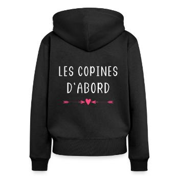 les copines d'abord - Sweat à capuche zippé Premium bio Femme - noir - Dos - Julia (174cm)