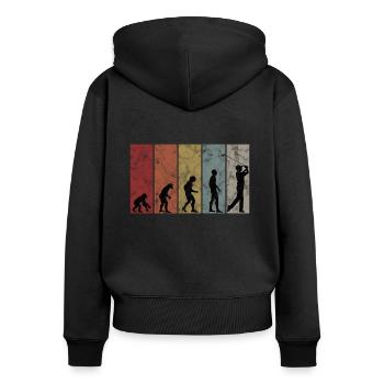 Golf Golfer Golfspieler Retro Evolution Golfen - Frauen Premium Bio Zip Hoodie - Schwarz - Hinten - Julia (174cm)