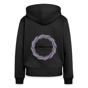 Hebamme mit Herz - Frauen Premium Bio Zip Hoodie - Schwarz - Hinten - Julia (174cm)