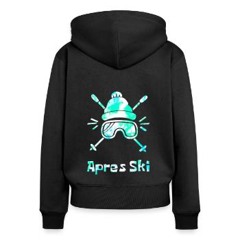 Skifahren Apres ski - Frauen Premium Bio Zip Hoodie - Schwarz - Hinten - Julia (174cm)