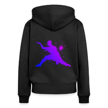 Kungfu Hommes Kung Fu Femmes Arts Martiaux Wushu - Sweat à capuche zippé Premium bio Femme - noir - Dos - Julia (174cm)