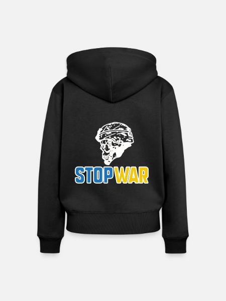 Stoppt den Krieg - Frauen Premium Bio Zip Hoodie - Schwarz