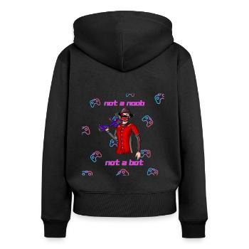 Gamer - Sweat à capuche zippé Premium bio Femme - noir - Dos - Julia (174cm)
