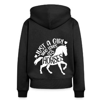 Nur ein Mädchen, das Pferde liebt, Reiten - Frauen Premium Bio Zip Hoodie - Schwarz - Hinten - Julia (174cm)