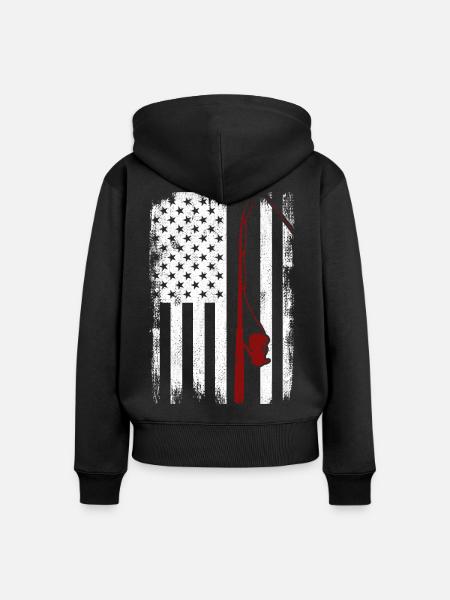 Patriotischer Fischer - Frauen Premium Bio Zip Hoodie - Schwarz