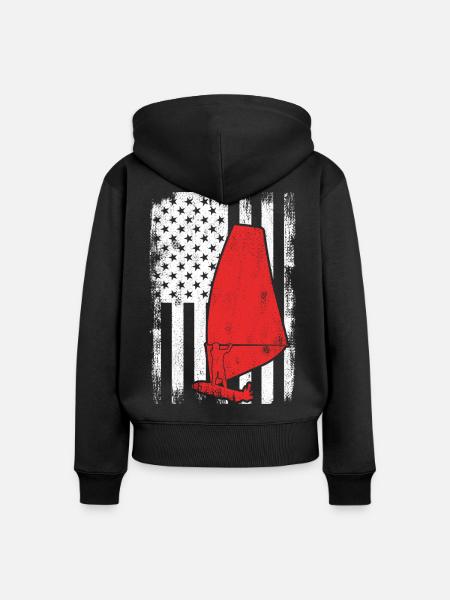 Windsurfen USA Flagge - Frauen Premium Bio Zip Hoodie - Schwarz