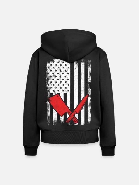 4. Juli USA Metzger - Frauen Premium Bio Zip Hoodie - Schwarz