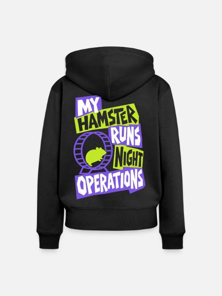 My Hamster Runs the Meeting - Frauen Premium Bio Zip Hoodie - Schwarz