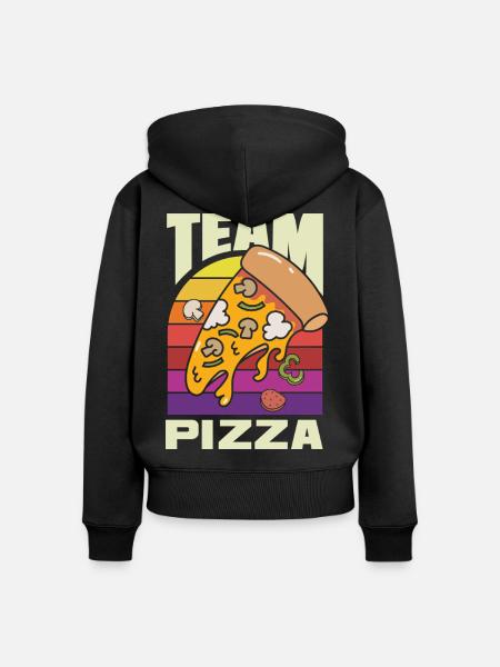 Team Pizza Lustiger Pizza Lover Spruch - Frauen Premium Bio Zip Hoodie - Schwarz